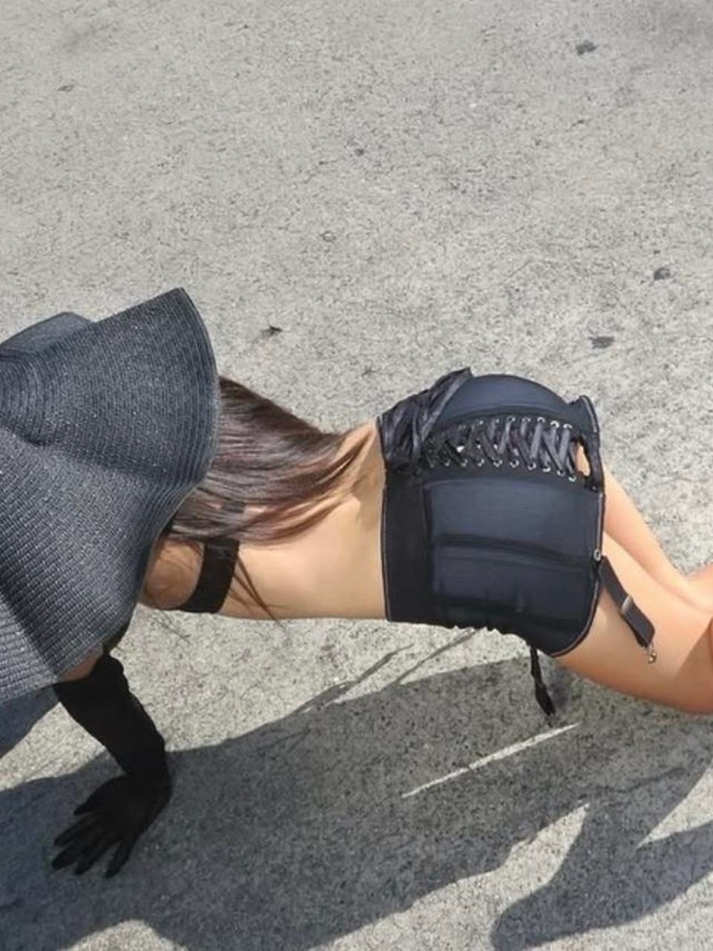 Black Lace-Up Mini Skirt